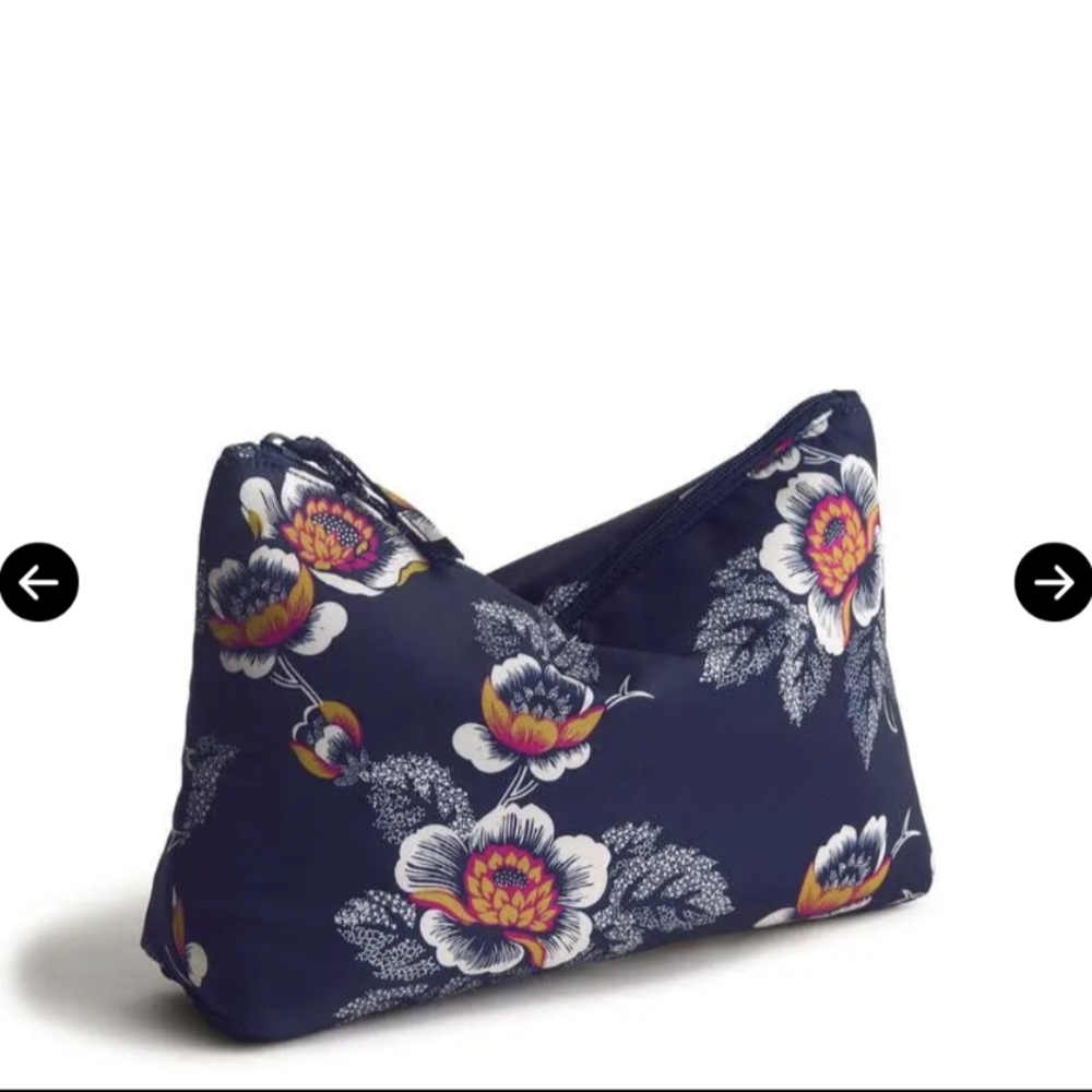 Vera Bradley Navy Blue Floral Top Zip Cosmetic Pouch BNWT
